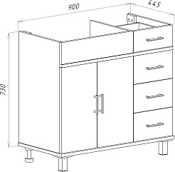 Misty Тумба под раковину Купер 90 L 4 ящика голубая – фотография-2